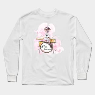 Jack Russell Terrier Playing Drums Long Sleeve T-Shirt
